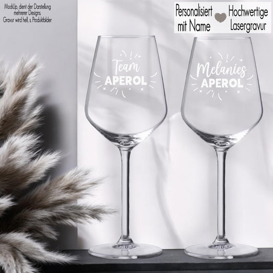 Aperol Glas mit Gravur personalisiert mit Name Weinglas Aperolgeschenk