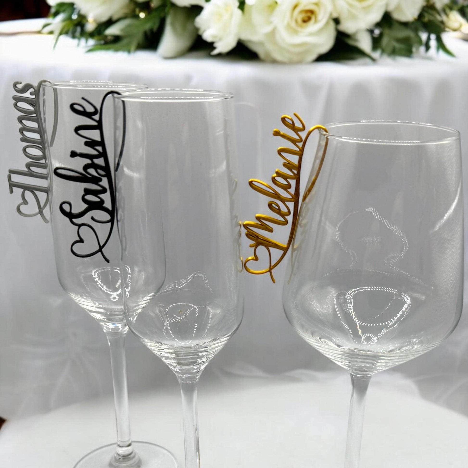 Glasmarkierer mit Namen personalisiert | Namensschild zum Einhängen ins Glas Glasanhänger Platzkarte Hochzeit Tischkarten Trauung Großer Tag