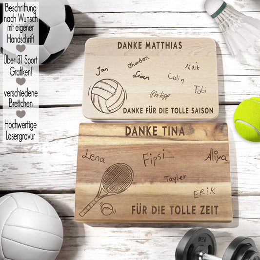 Trainer Schneidebrett Geschenkidee Coach Abschiedsgeschenk 31 Sportart Grafiken | Vesperbrett  personalisiert Holzbrett Handball Tennis Run Tischtennis Bowling Running Marathon Eiskunstlauf Sport Schwimmen Volleyball