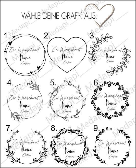 Trinkglas mit Gravur Gastgeschenk Konfirmation Kommunion mit Name personalisiert Wasserglas Geschenkidee zur Taufe für Jungen Mädchen Kränze