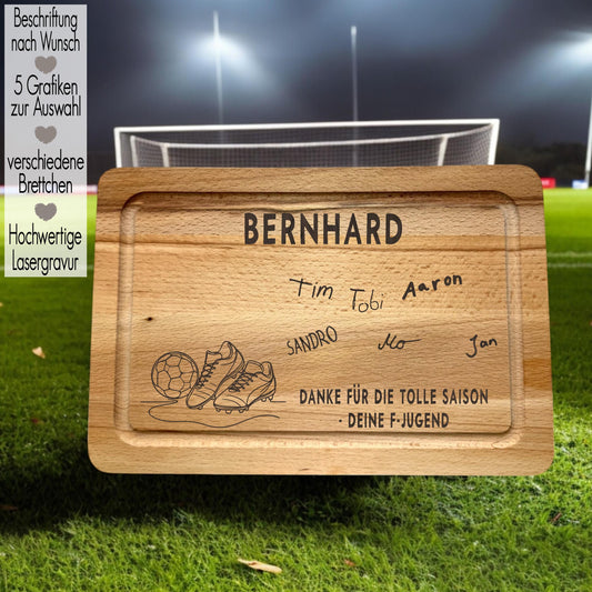 Fußballtrainer Geschenkidee Coach Abschiedsgeschenk Fußballfan | Schneidebrett für Trainer Vesperbrett  personalisiert Holzbrett Handschrift