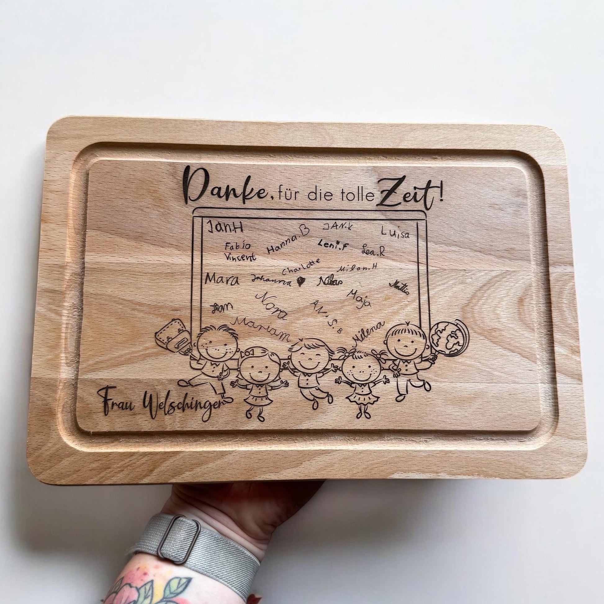 Schneidebrett Abschiedsgeschenk für Lehrer Schule Tafel & Handschrift