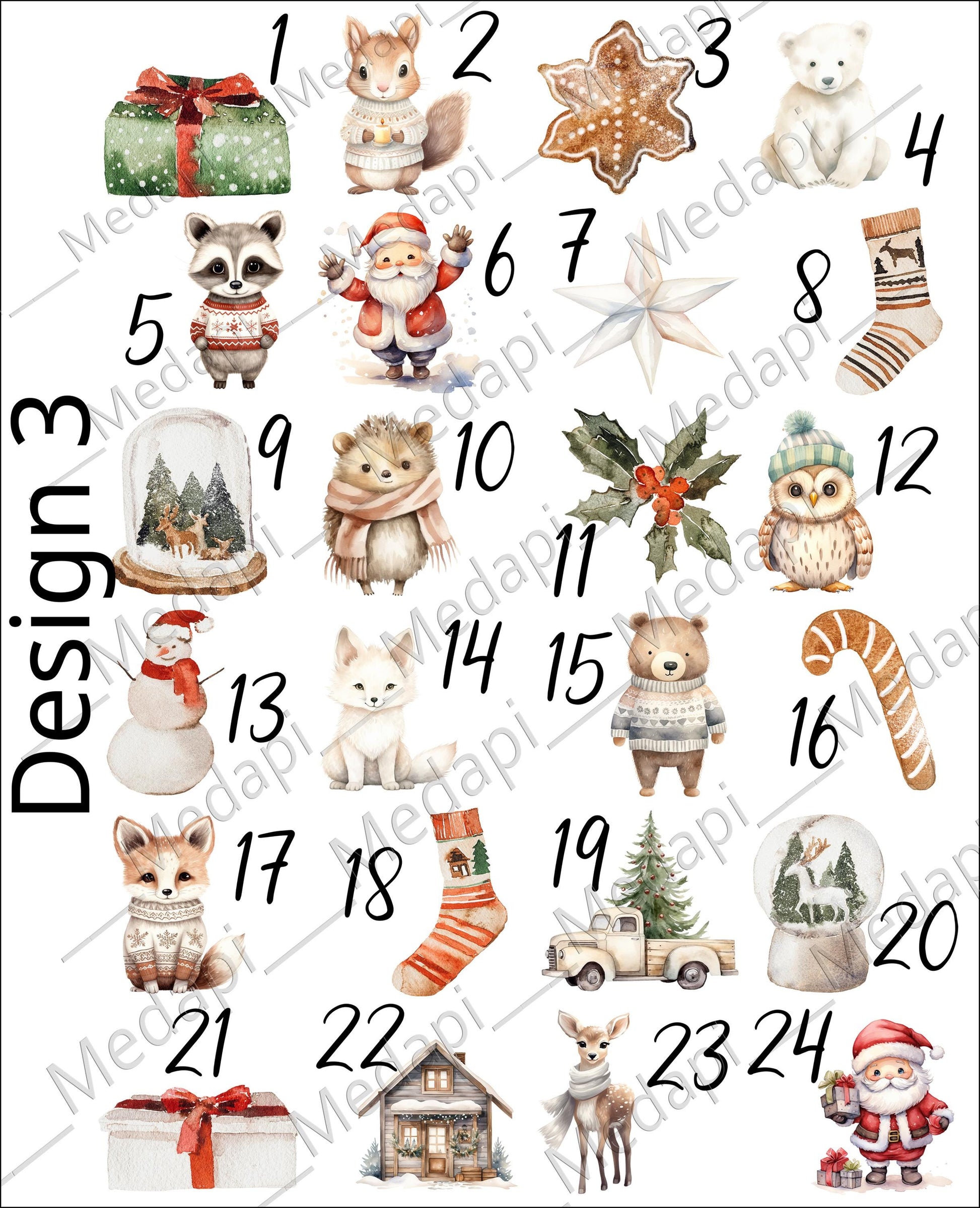 Viele Designs Adventskalender personalisiert Kinder | Säckchen Leinen Stoff zum befüllen |Weihnachtsgeschenk DIY Advent Weihnachten Kalender