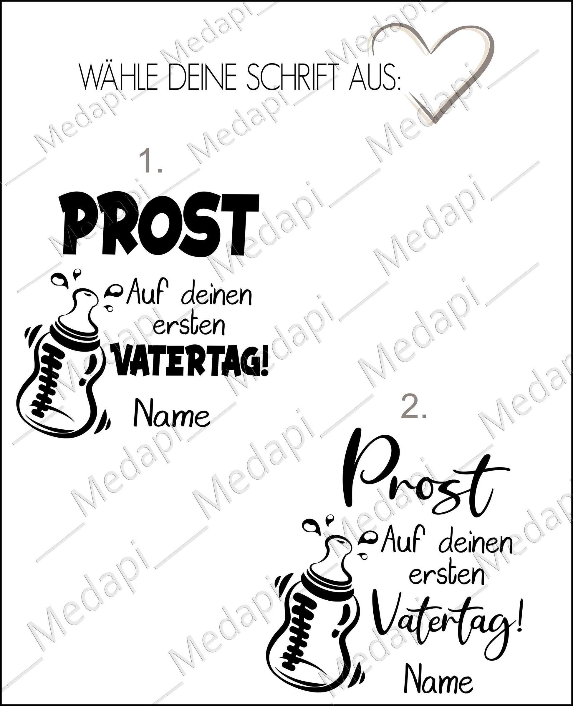 Weizenglas mit Gravur personalisiert mit Name Prost Papa auf deinen ersten Vatertag | Geschenkidee Papa Männer Bierglas Vatertagsgeschenk