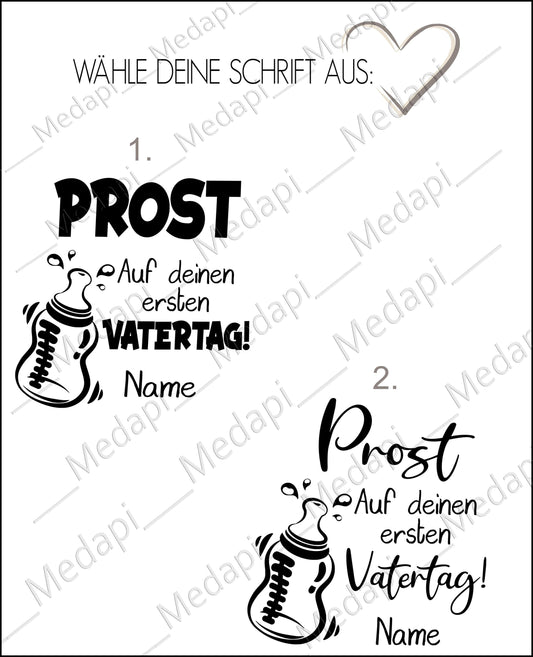 Weizenglas mit Gravur personalisiert mit Name Prost Papa auf deinen ersten Vatertag | Geschenkidee Papa Männer Bierglas Vatertagsgeschenk