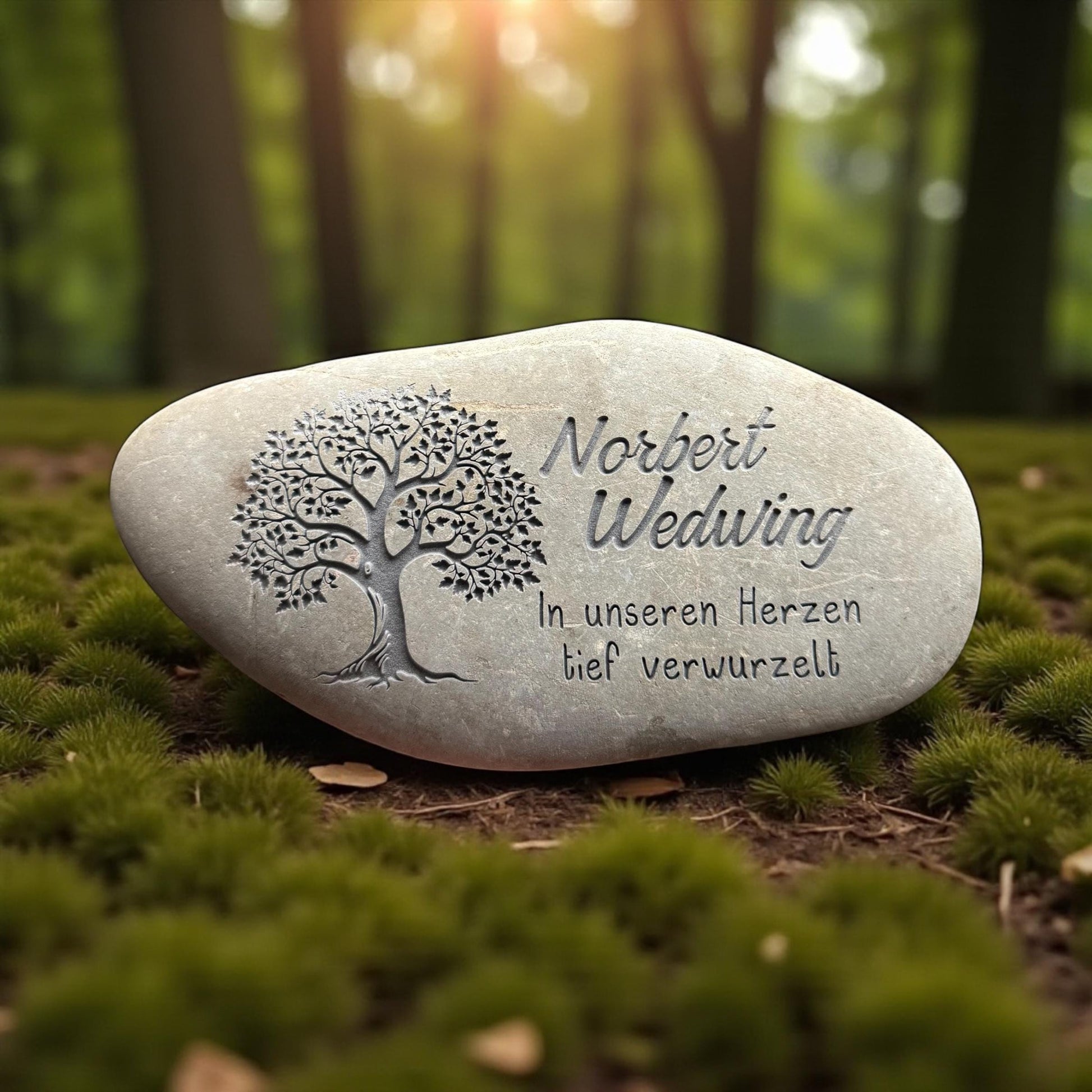 Gedenkstein mit Gravur Grabschmuck Natur Trauerstein Andenken Memorial Name Gedenktafel Trauerdeko Urnengrab Grabstein Stein Seebestattung