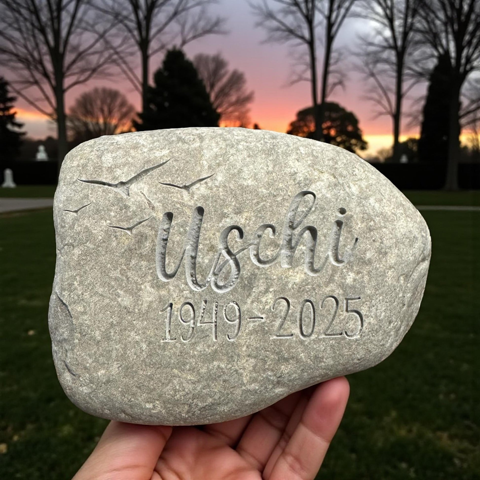 Gedenkstein mit Gravur Grabschmuck Natur Trauerstein Andenken Memorial Name Gedenktafel Trauerdeko Urnengrab Grabstein Stein Seebestattung