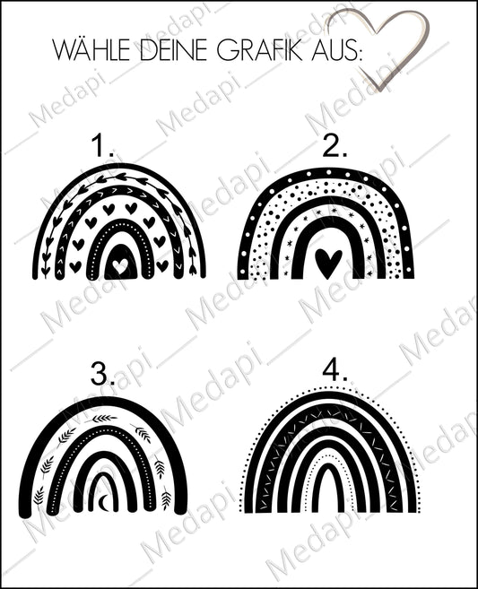 Kindertrinkglas mit Gravur Name Motiv personalisiertes Kinderglas Geschenkidee für Jungen Mädchen zum Geburtstag Regenbogen Herz