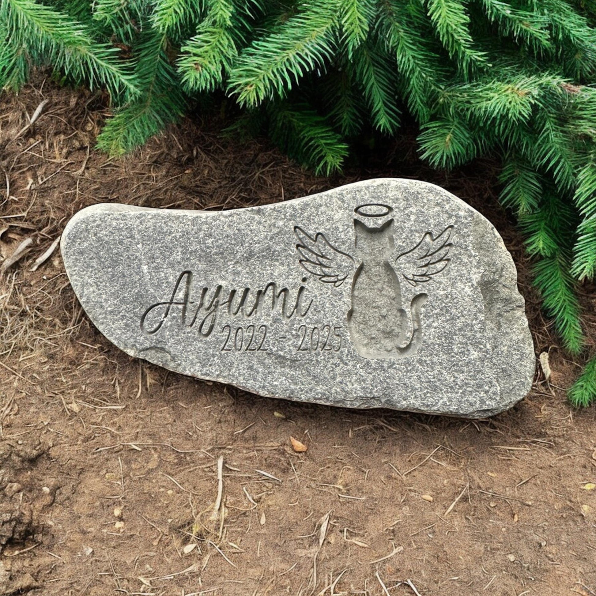 Gedenkstein mit Gravur Grabschmuck Natur Trauerstein Andenken Haustier Hund Katze Memorial Name Gedenktafel Trauerdeko Urnengrab Grabstein
