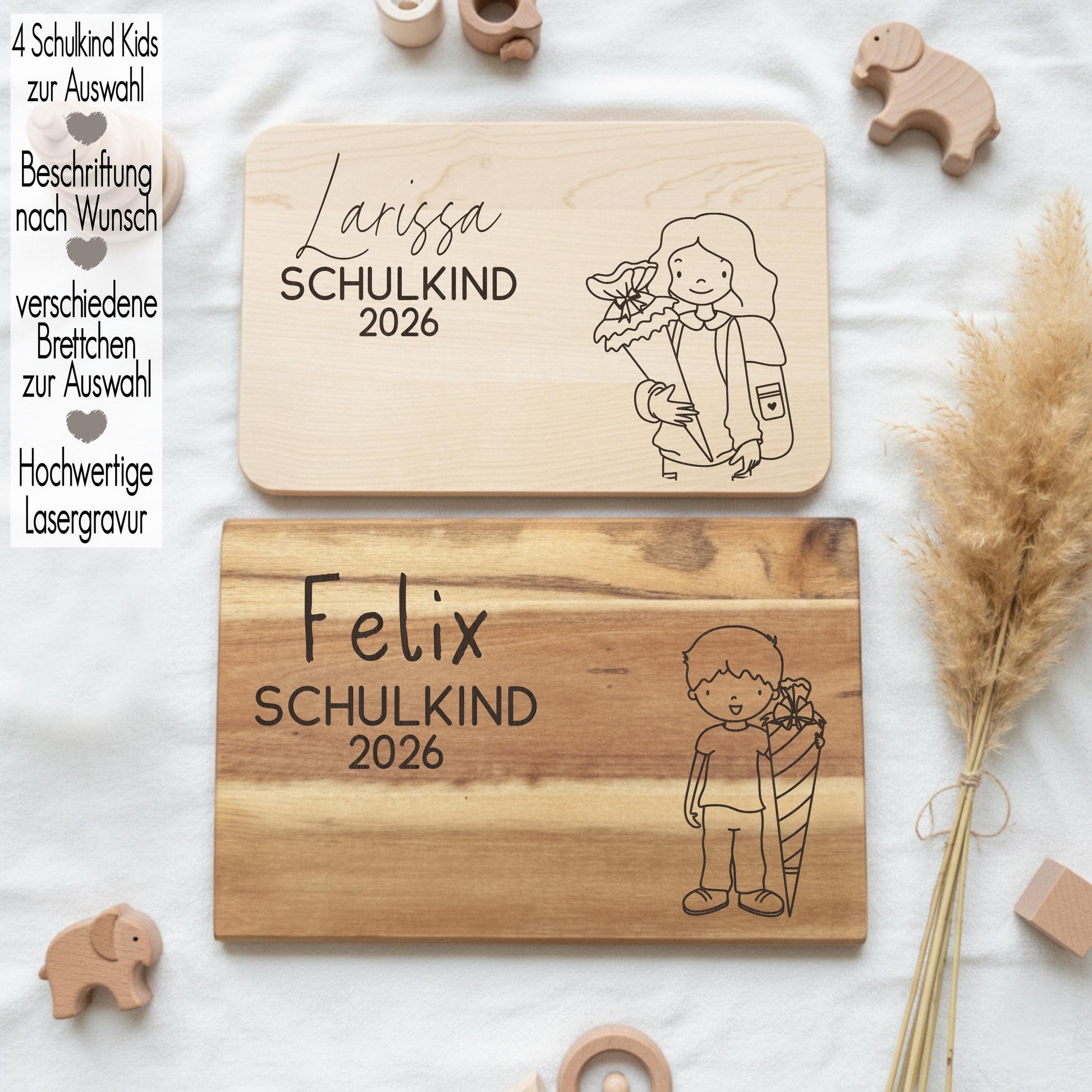 Holz Vesperbrett Kind personalisiert Name | Schneidebrett mit Gravur | Geschenk Junge Mädchen Schultüte Einschulung Kita Abschied Mitgebsel