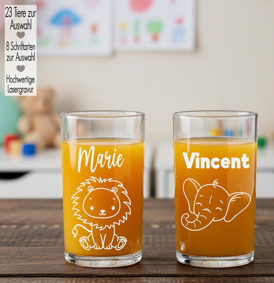 Kindertrinkglas mit Gravur Name Motiv personalisiertes Kinderglas Geschenkidee für Jungen Mädchen zum Geburtstag Einhorn Fantasie Unicorn