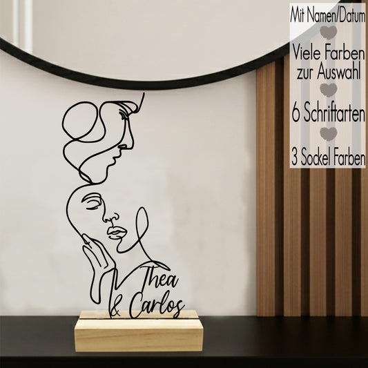 Partnergeschenk Line Art Aufsteller mit Namen | Geschenk für Sie Ihn minimalistische Deko Hände | 3D Druck Jahrestag Valentinstag Hochzeit