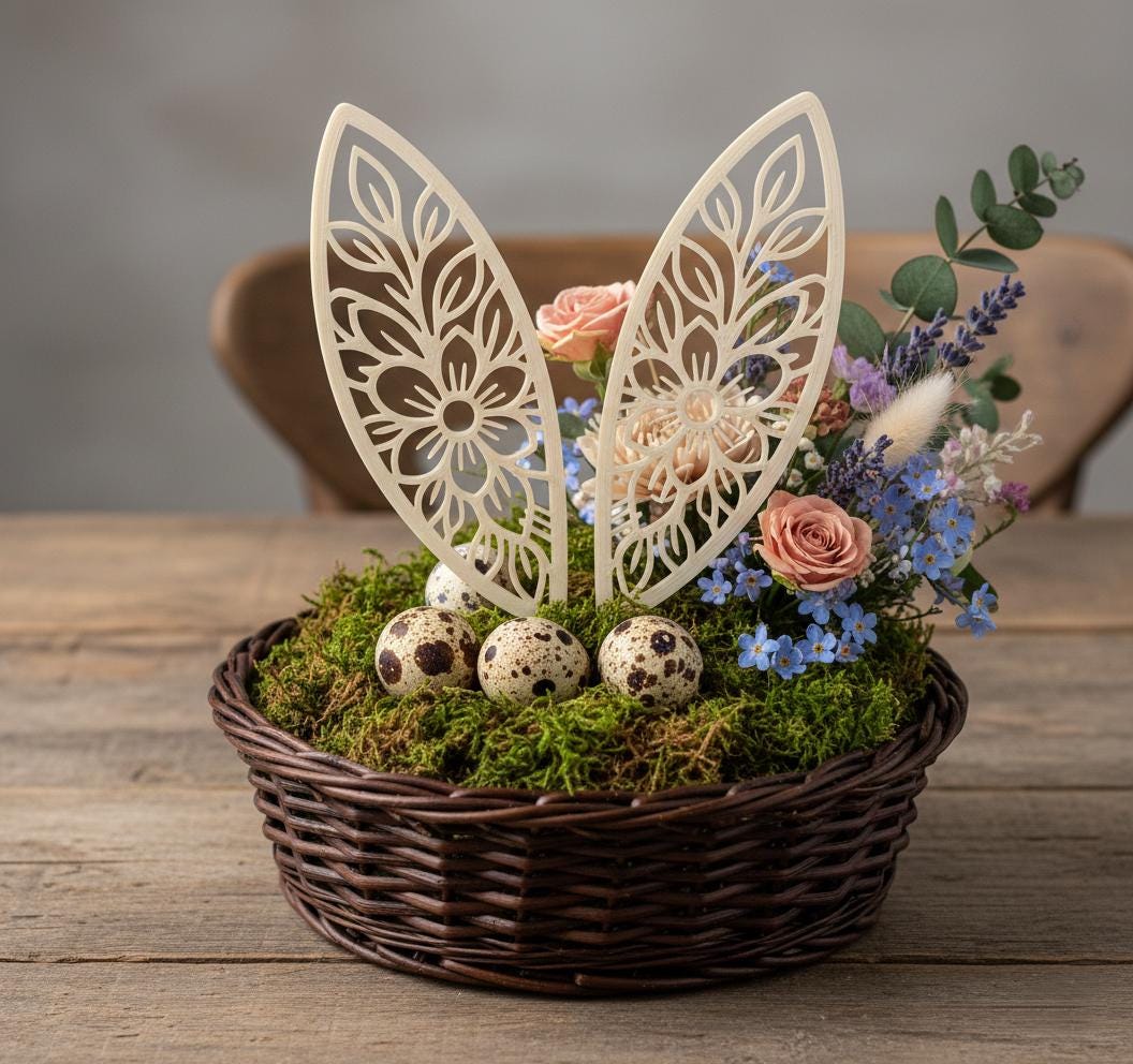Hasenohren Blumenstecker Osterdecko für Blumentöpfe & Blumensträuße Vasen | 3D Druck Stäbe Ostern minimalistisch Line Art Deko Give away
