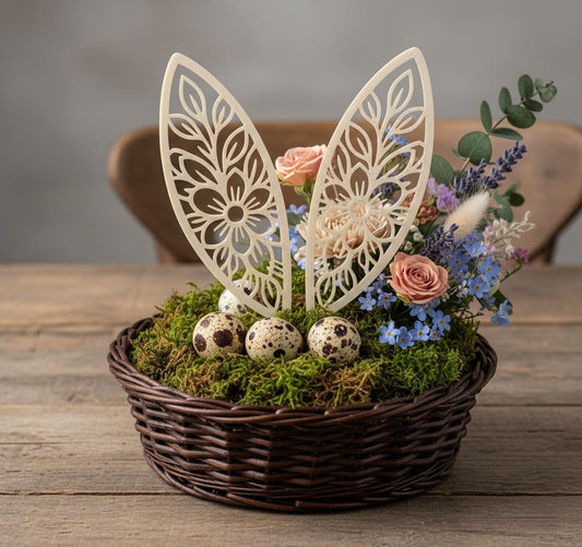 Hasenohren Blumenstecker Osterdecko für Blumentöpfe & Blumensträuße Vasen | 3D Druck Stäbe Ostern minimalistisch Line Art Deko Give away