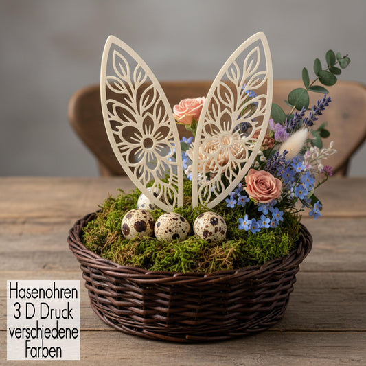 Hasenohren Blumenstecker Osterdecko für Blumentöpfe & Blumensträuße Vasen | 3D Druck Stäbe Ostern minimalistisch Line Art Deko Give away