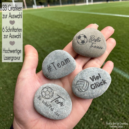 Handschmeichler Stein mit Gravur Glücksstein Fußball Handball Trainer Sport Geschenk Geschenkidee Coach Abschiedsgeschenk Spieler