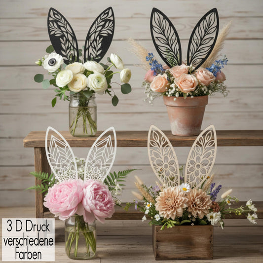 Hasenohren Blumenstecker Osterdecko für Blumentöpfe & Blumensträuße Vasen | 3D Druck Stäbe Ostern minimalistisch Line Art Deko Give away