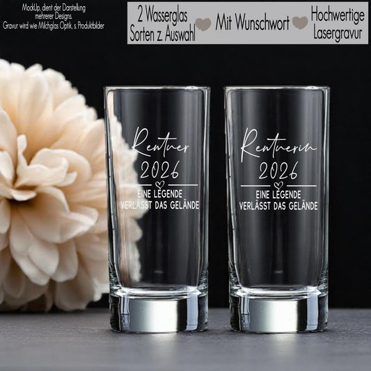 Trinkglas mit Gravur zum Ruhestand Geschenkidee für Kollegen zum Renteneintritt | Wasserglas Abschiedsgeschenk Mitarbeiter Eine Legende