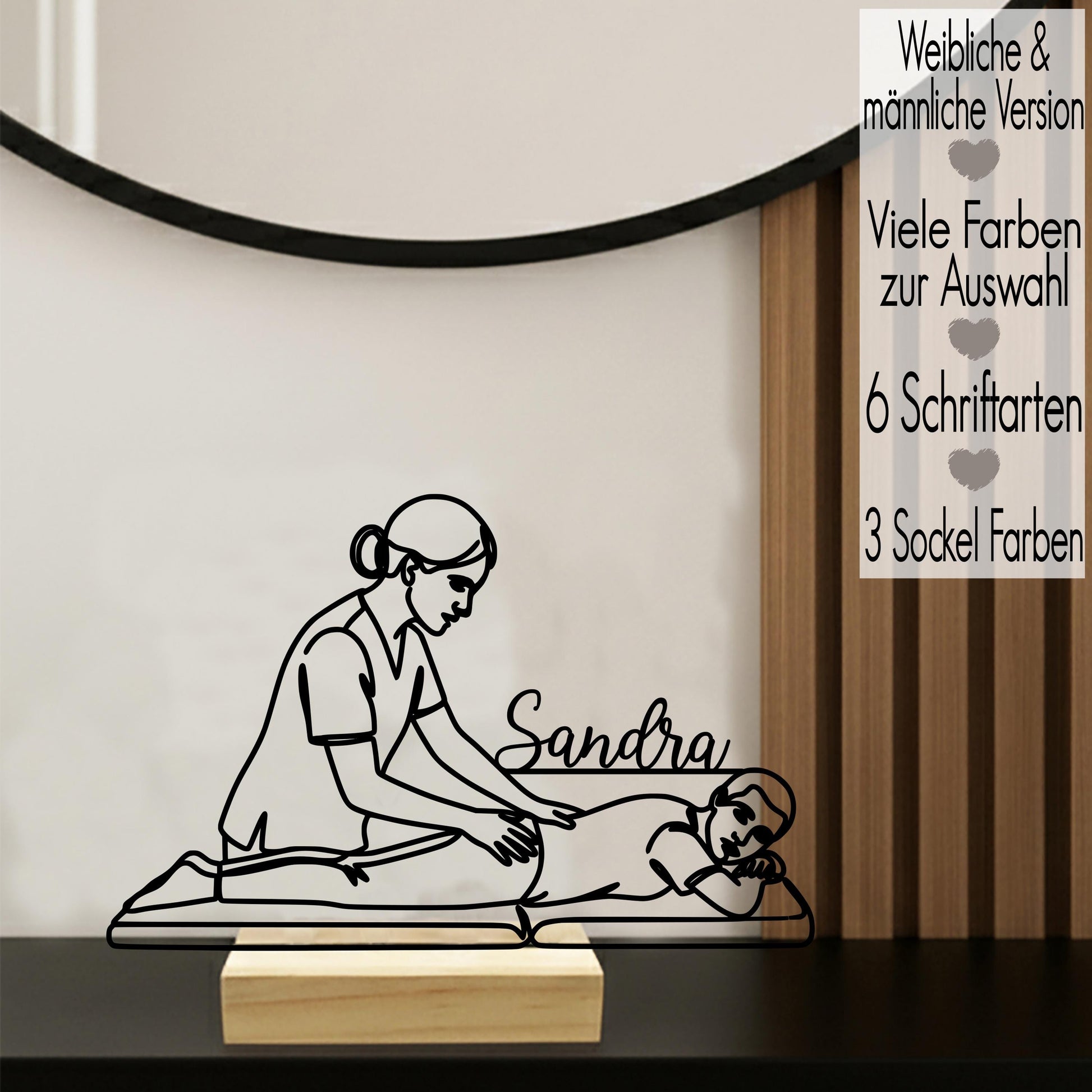 Physiotherapeut Geschenkidee personalisiert mit Name | Geschenk & Praxis-Deko für Therapeuten | Line Art Aufsteller Deko 3D Druck Arzt Danke