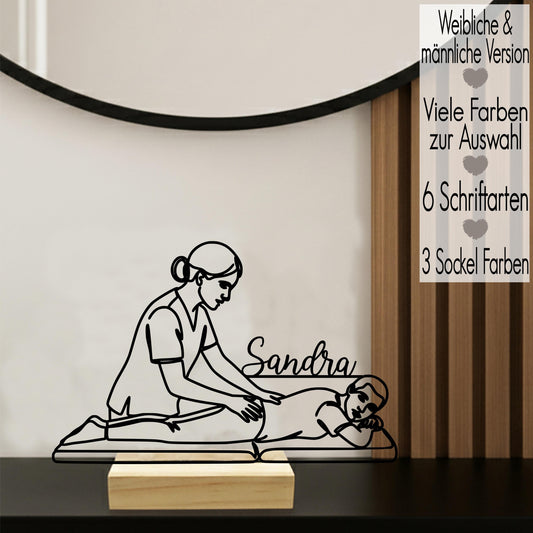 Physiotherapeut Geschenkidee personalisiert mit Name | Geschenk & Praxis-Deko für Therapeuten | Line Art Aufsteller Deko 3D Druck Arzt Danke