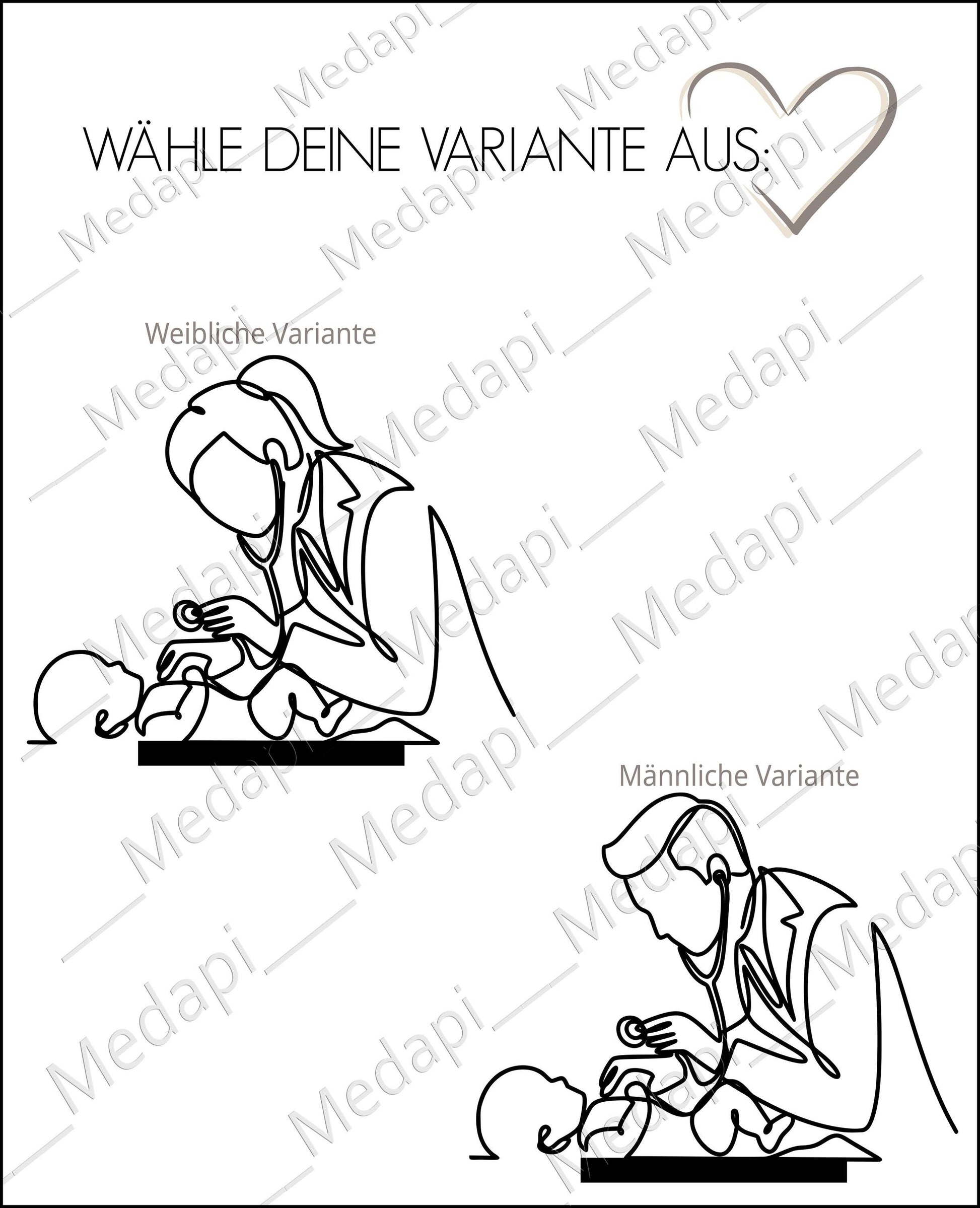 Kinderarzt Geschenkidee personalisiert mit Name | Geschenk & Praxis-Deko für Ärzte Hebammen | Line Art Aufsteller Deko 3D Druck Arzt Danke