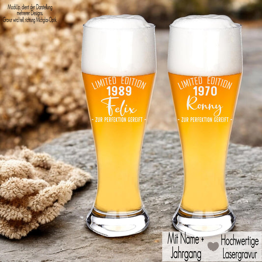 Weizenglas mit Gravur personalisiert mit Name Jahrgang | Limited Edition Geschenkidee Papa Opa Onkel Geschenk Geburtstag Männer Bierglas